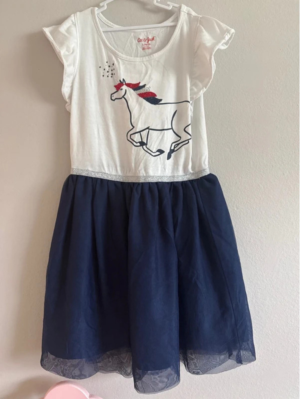 Cat & Jack red, white and blue unicorn dress